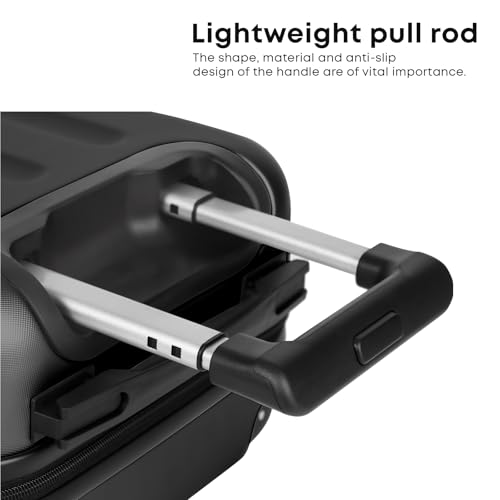 yonsly® Koffer Suitcase Set, Trolley Reisekoffer, Rollkoffer Handgepäck mit 4 Rollen 360°, ABS Hartschalen, Sicherheitsschloss, Weicher Gummigriff, 210D-Futter (4er Set, S,M,L&XL, Schwarz)