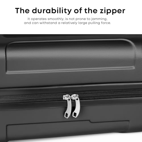 yonsly® Koffer Suitcase Set, Trolley Reisekoffer, Rollkoffer Handgepäck mit 4 Rollen 360°, ABS Hartschalen, Sicherheitsschloss, Weicher Gummigriff, 210D-Futter (4er Set, S,M,L&XL, Schwarz)