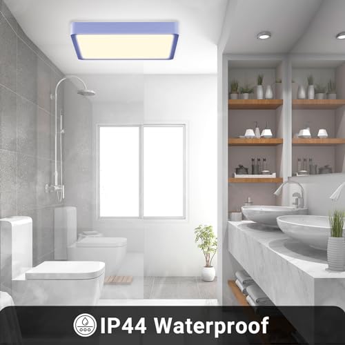 LQWELL® Ceiling Light LED Ceiling Lamp, IP44 Waterproof Bathroom Lamp Square Flat 18W 4000K 1600LM Modern Simple Lamp Thin for Living Room Bathroom Bedroom Kitchen Hallway Basement Office, 220 * 24mm