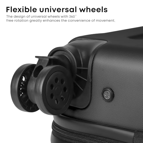 yonsly® Koffer Suitcase Set, Trolley Reisekoffer, Rollkoffer Handgepäck mit 4 Rollen 360°, ABS Hartschalen, Sicherheitsschloss, Weicher Gummigriff, 210D-Futter (4er Set, S,M,L&XL, Schwarz)