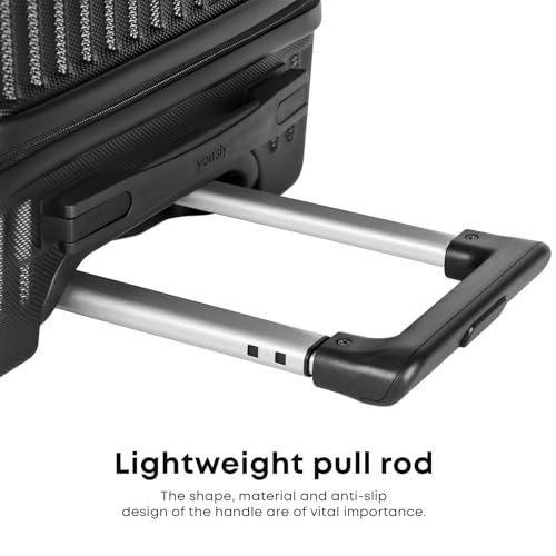 yonsly® Koffer Suitcase Set, Trolley Reisekoffer, Rollkoffer Handgepäck mit 4 Rollen 360°, ABS Hartschalen, Sicherheitsschloss, Weicher Gummigriff, 210D-Futter (3er Set, M,L&XL, Schwarz)