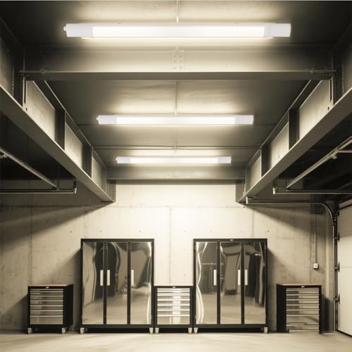 LQWELL LED Feuchtraumleuchte, LED Röhre 120x5.5x3cm IP65 Wasserfest, 24W 2700LM 4000K, Deckenleuchte Lange als Kellerleuchte, Wannenleuchte, Nassraumleuchte, Garagelampe, Werkstattlampe
