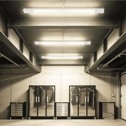 LQWELL LED Feuchtraumleuchte, LED Röhre 120x5.5x3cm IP65 Wasserfest, 24W 2700LM 4000K, Deckenleuchte Lange als Kellerleuchte, Wannenleuchte, Nassraumleuchte, Garagelampe, Werkstattlampe