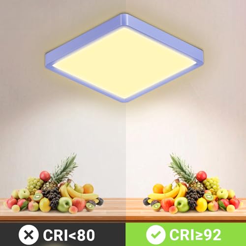 LQWELL® Ceiling Light LED Ceiling Lamp, IP44 Waterproof Bathroom Lamp Square Flat 18W 3000K 1600LM Modern Simple Lamp Thin for Living Room Bathroom Bedroom Kitchen Hallway Basement Office, 220 * 24mm