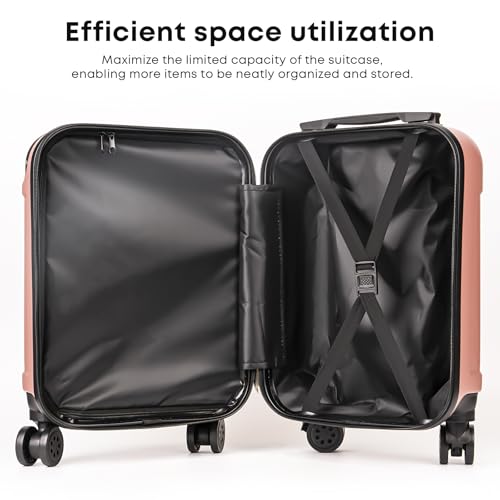 yonsly® Koffer Suitcase XL Roségold, Trolley Reisekoffer, Rollkoffer Handgepäck mit 4 Rollen 360°, ABS Hartschalen, Sicherheitsschloss, Weicher Gummigriff, 210D-Futter