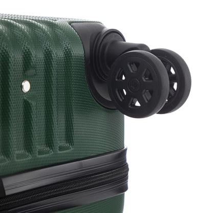 YONSLY® Trolley Luggage Suitcase Set, Roller Suitcase Carry-On ABS Hardshell with 4 360° Wheels, Security Lock, Soft Rubber Handle, 210D Lining (4-Piece Set, S,M,L&XL, Dark Green)