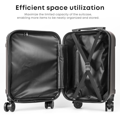 yonsly® Koffer Suitcase XL Grau, Trolley Reisekoffer, Rollkoffer Handgepäck mit 4 Rollen 360°, ABS Hartschalen, Sicherheitsschloss, Weicher Gummigriff, 210D-Futter