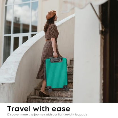 YONSLY® Koffer Suitcase Set, Trolley Reisekoffer, Rollkoffer Handgepäck mit 4 Rollen 360°, ABS Hartschalen, Sicherheitsschloss, Weicher Gummigriff, 210D-Futter (3er Set, M,L&XL, Dunkelgrün)