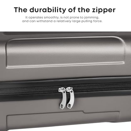 yonsly® Koffer Suitcase XL Grau, Trolley Reisekoffer, Rollkoffer Handgepäck mit 4 Rollen 360°, ABS Hartschalen, Sicherheitsschloss, Weicher Gummigriff, 210D-Futter