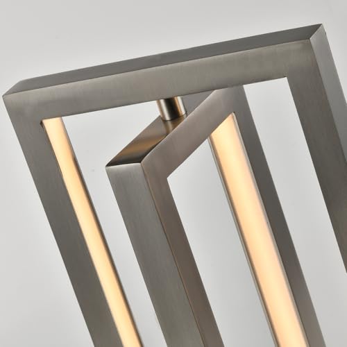 LQWELL® Tischlampe, Modern Minimalistisch Tischleuchte Mattes Sandnickel, LED Nachttischlampe, Metall Schreibtischlampe Esstischlampe für Schlafzimmer Wohnzimmer