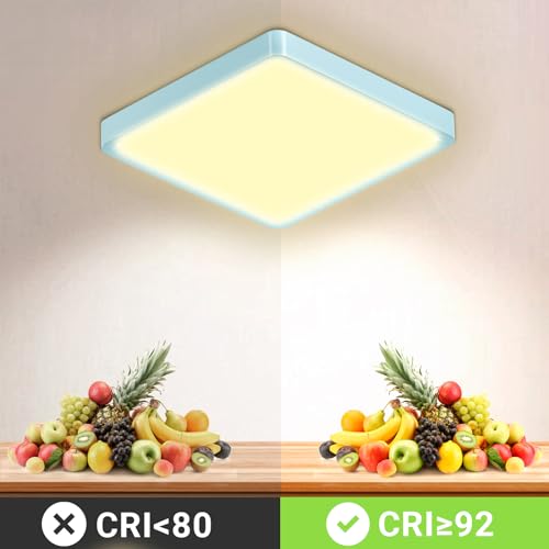 LQWELL® Ceiling Light LED Ceiling Lamp, IP44 Waterproof Bathroom Lamp Square Flat 18W 3000K 1600LM Modern Simple Lamp Thin for Living Room Bathroom Bedroom Kitchen Hallway Basement Office, 220 * 24mm
