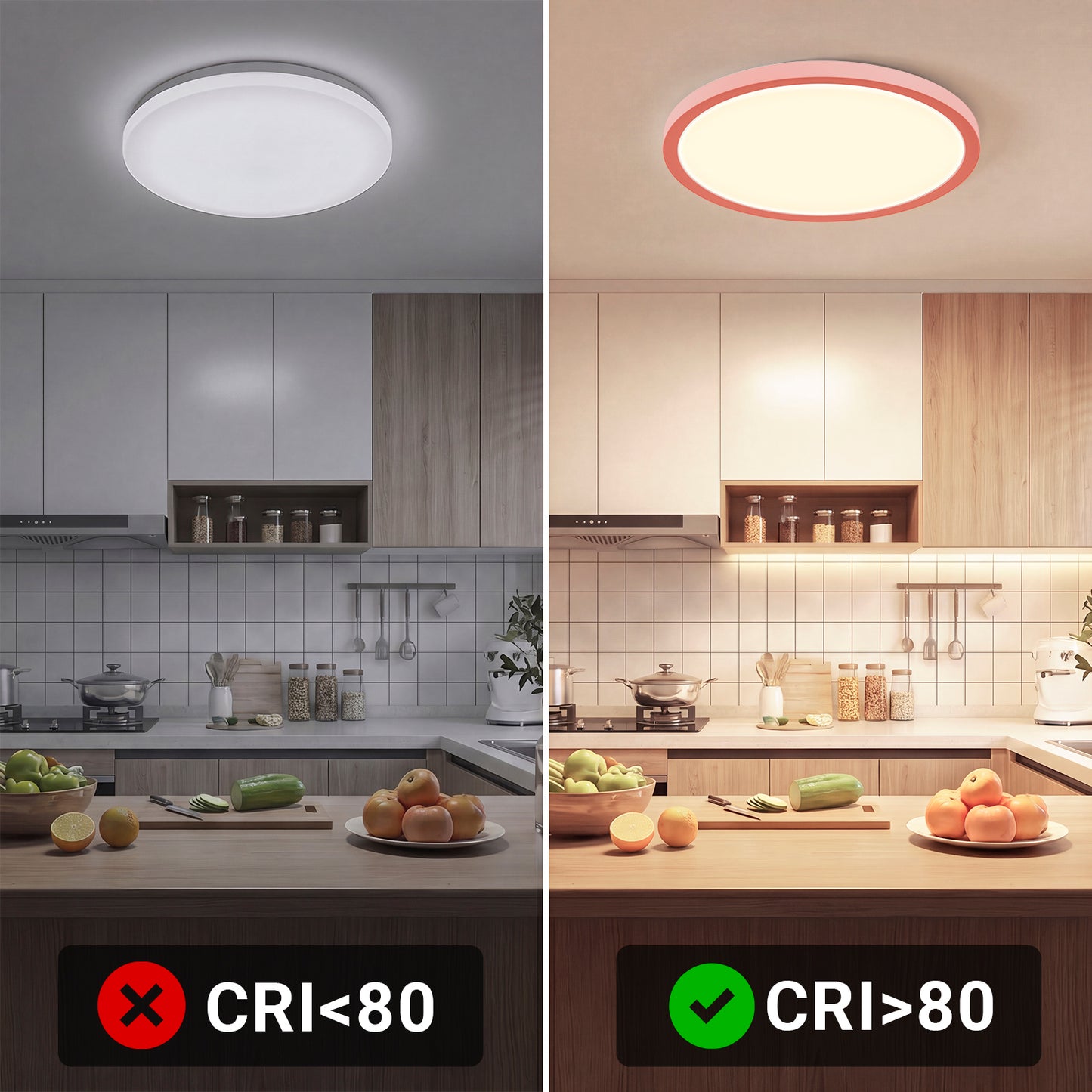 Flache runde LED-Deckenleuchte mit gleichmäßigem Licht, CRI>80