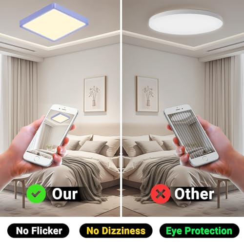 LQWELL® Ceiling Light LED Ceiling Lamp, IP44 Waterproof Bathroom Lamp Square Flat 18W 4000K 1600LM Modern Simple Lamp Thin for Living Room Bathroom Bedroom Kitchen Hallway Basement Office, 220 * 24mm