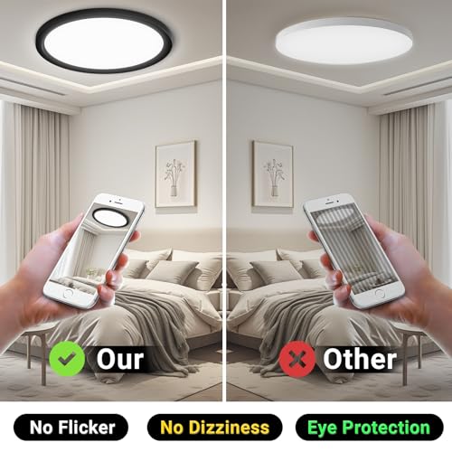LQWELL® Ceiling Light LED Ceiling Lamp, IP44 Waterproof Bathroom Lamp Round Flat 18W 6000K 1600LM Modern Simple Lamp Thin for Living Room Bathroom Bedroom Kitchen Balcony Basement Office, 220 * 24mm