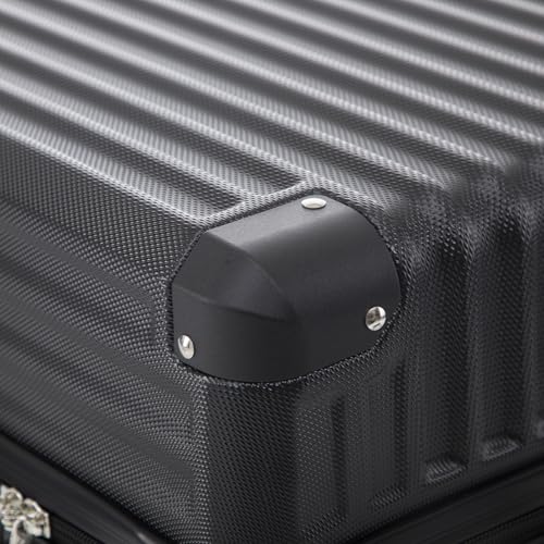 yonsly Trolley Reisekoffer Suitcase, Rollkoffer Handgepäck ABS Hartschalen mit 4 Rollen 360°, Sicherheitsschloss, Weicher Gummigriff, 210D-Futter (L, Schwarz)