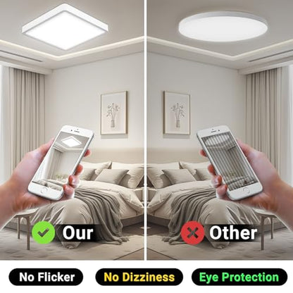 LQWELL® Ceiling Light LED Ceiling Lamp, IP44 Waterproof Bathroom Lamp Square Flat 18W 6000K 1600LM Modern Simple Lamp Thin for Living Room Bathroom Bedroom Kitchen Hallway Basement Office, 220 * 24mm