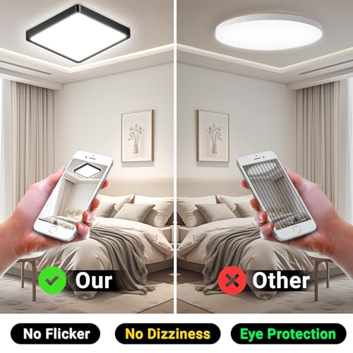 LQWELL® Ceiling Light LED Ceiling Lamp, IP44 Waterproof Bathroom Lamp Square Flat 18W 6000K 1600LM Modern Simple Lamp Thin for Living Room Bathroom Bedroom Kitchen Hallway Basement Office, 220 * 24mm