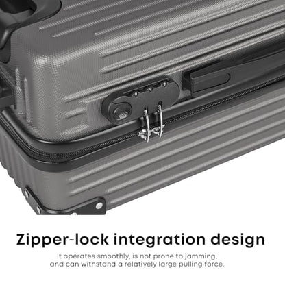 YONSLY® Suitcase Set, Trolley Travel Suitcase, Carry-On Suitcase with 4 360° Wheels, ABS Hard Shell, Security Lock, Soft Rubber Handle, 210D Lining (3-Piece Set, M,L&XL, Dark Grey)
