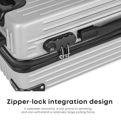 YONSLY® Koffer Suitcase Set, Trolley Reisekoffer, Rollkoffer Handgepäck mit 4 Rollen 360°, ABS Hartschalen, Sicherheitsschloss, Weicher Gummigriff, 210D-Futter (3er Set, M,L&XL, Silber)
