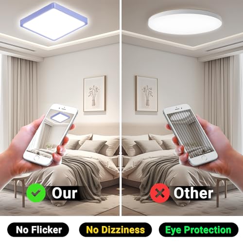 LQWELL® Ceiling Light LED Ceiling Lamp, IP44 Waterproof Bathroom Lamp Square Flat 18W 6000K 1600LM Modern Simple Lamp Thin for Living Room Bathroom Bedroom Kitchen Hallway Basement Office, 220 * 24mm