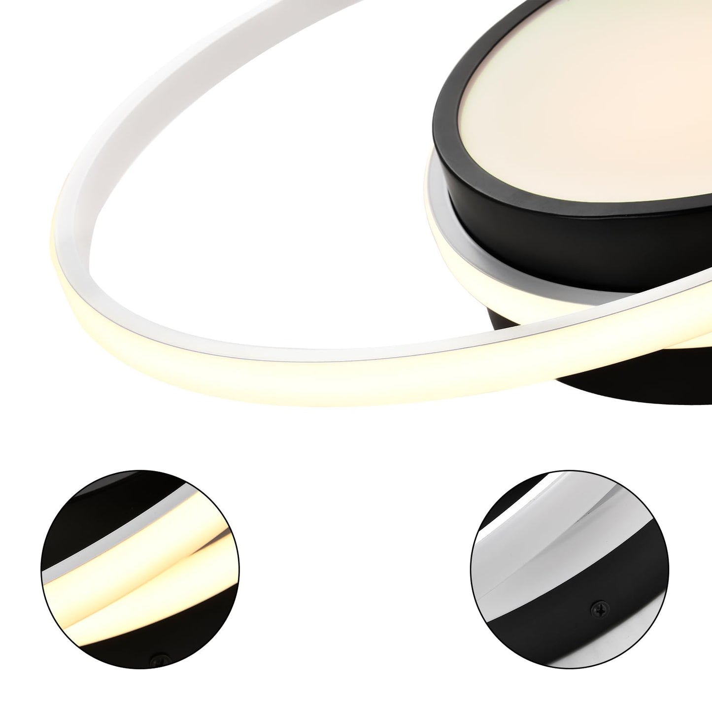 LQWELL ® Ceiling light LED ceiling lamp, 34.5W 3000K kitchen lamp modern bedroom lamp made of aluminum black white for living room bedroom kitchen balcony hallway basement office, 590 * 90mm