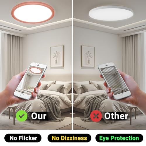 LQWELL® Ceiling Light LED Ceiling Lamp, IP44 Waterproof Bathroom Lamp Round Flat 18W 6000K 1600LM Modern Simple Lamp Thin for Living Room Bathroom Bedroom Kitchen Balcony Basement Office, 220 * 24mm