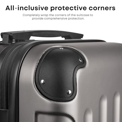 yonsly® Koffer Suitcase XL Grau, Trolley Reisekoffer, Rollkoffer Handgepäck mit 4 Rollen 360°, ABS Hartschalen, Sicherheitsschloss, Weicher Gummigriff, 210D-Futter
