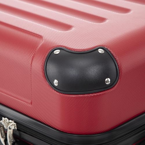 yonsly Koffer Suitcase L Rot, Trolley Reisekoffer, Rollkoffer Handgepäck mit 4 Rollen 360°, ABS Hartschalen, Sicherheitsschloss, Weicher Gummigriff, 210D-Futter