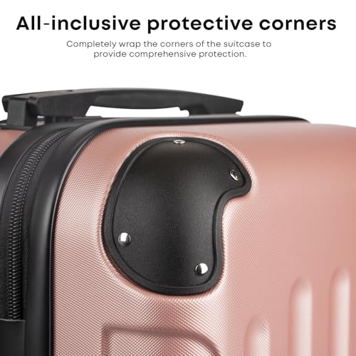 yonsly® Koffer Suitcase M Roségold, Trolley Reisekoffer, Rollkoffer Handgepäck mit 4 Rollen 360°, ABS Hartschalen, Sicherheitsschloss, Weicher Gummigriff, 210D-Futter