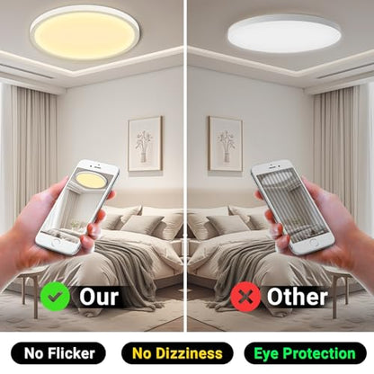 LQWELL® Ceiling Light LED Ceiling Lamp, IP44 Waterproof Bathroom Lamp Round Flat 24W 3000K 2400LM Modern Simple Lamp Thin for Living Room Bathroom Bedroom Kitchen Balcony Basement Office, 300 * 25mm