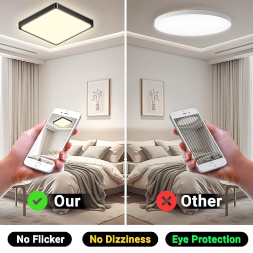 LQWELL® Ceiling Light LED Ceiling Lamp, IP44 Waterproof Bathroom Lamp Square Flat 18W 3000K 1600LM Modern Simple Lamp Thin for Living Room Bathroom Bedroom Kitchen Hallway Basement Office, 220 * 24mm