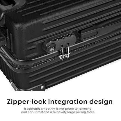 YONSLY®  Koffer Suitcase Set, Trolley Reisekoffer, Rollkoffer Handgepäck mit 4 Rollen 360°, ABS Hartschalen, Sicherheitsschloss, Weicher Gummigriff, 210D-Futter (3er Set, M,L&XL, Schwarz)
