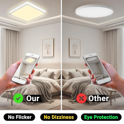 LQWELL® Ceiling Light LED Ceiling Lamp, IP44 Waterproof Bathroom Lamp Square Flat 23W 3000K 2400LM Modern Simple Lamp Thin for Living Room Bathroom Bedroom Kitchen Balcony Basement Office, 300 * 25mm