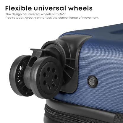 YONSLY® Koffer Suitcase Set, Trolley Reisekoffer, Rollkoffer Handgepäck mit 4 Rollen 360°, ABS Hartschalen, Sicherheitsschloss, Weicher Gummigriff, 210D-Futter (4er Set, S,M,L&XL, Blau)