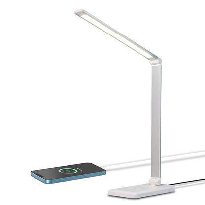 LQWELL® LED Desk Lamp Dimmable Metal Material, 5 Colors and 10 Brightness Levels, Eye-Caring Bedside Lamp with USB Charging, Touch Control, and Memory Function for Kids, Office