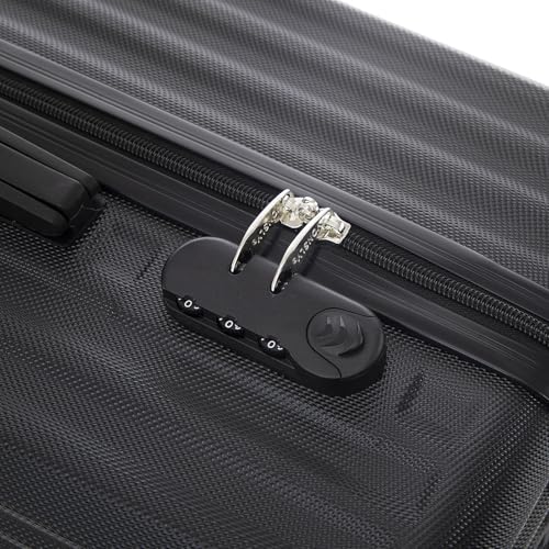 yonsly Trolley Reisekoffer Suitcase, Rollkoffer Handgepäck ABS Hartschalen mit 4 Rollen 360°, Sicherheitsschloss, Weicher Gummigriff, 210D-Futter (L, Schwarz)