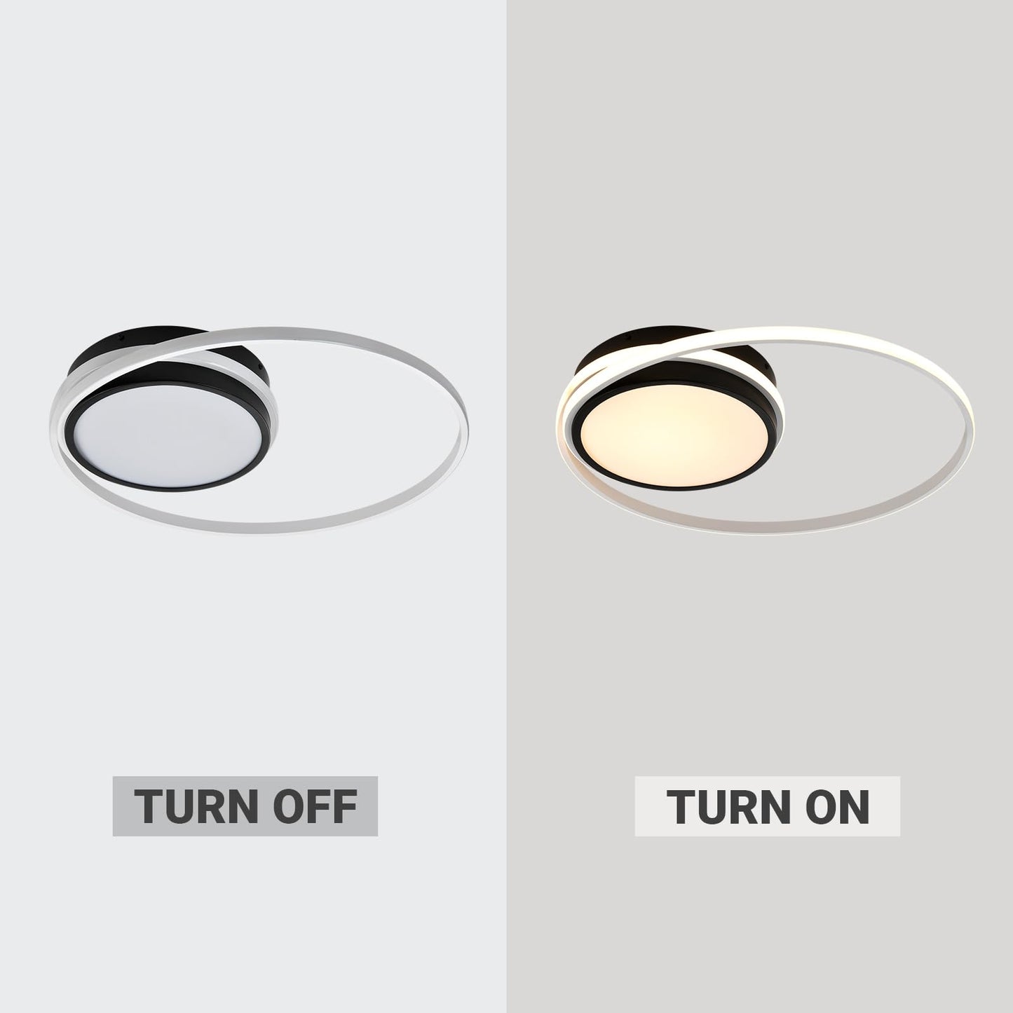 LQWELL ® Ceiling light LED ceiling lamp, 34.5W 3000K kitchen lamp modern bedroom lamp made of aluminum black white for living room bedroom kitchen balcony hallway basement office, 590 * 90mm