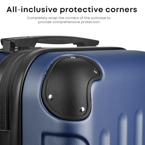yonsly® Koffer Suitcase Set, Trolley Reisekoffer, Rollkoffer Handgepäck mit 4 Rollen 360°, ABS Hartschalen, Sicherheitsschloss, Weicher Gummigriff, 210D-Futter (4er Set, S,M,L&XL, Blau)