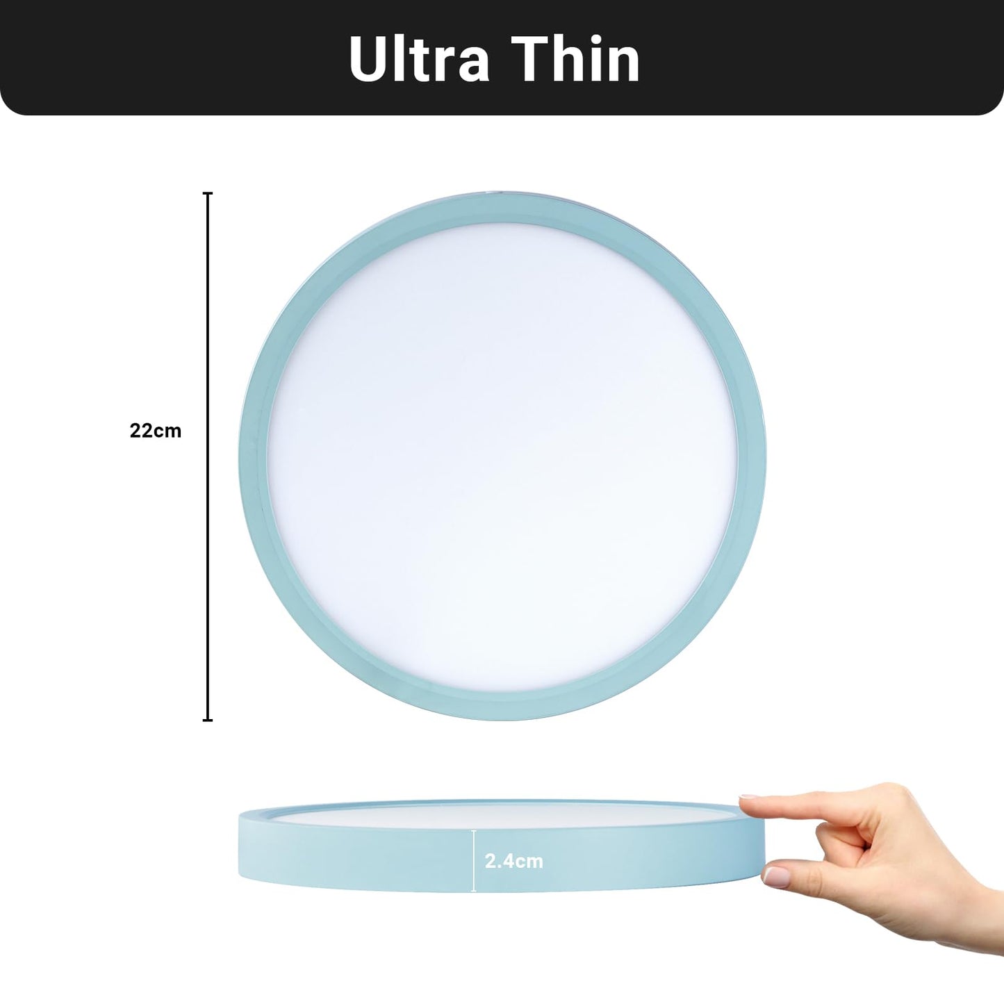 LQWELL® Ceiling Light LED Ceiling Lamp, IP44 Waterproof Bathroom Lamp Round Flat 18W 6000K 1600LM Modern Simple Lamp Thin for Living Room Bathroom Bedroom Kitchen Balcony Basement Office, 220 * 24mm
