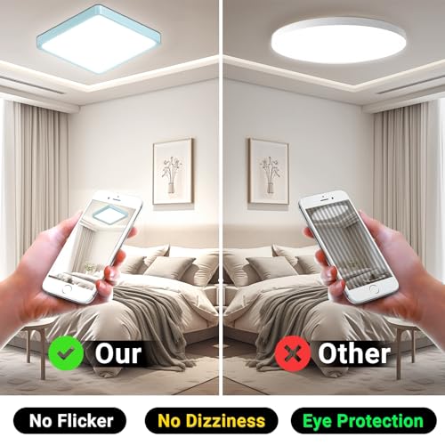 LQWELL® Ceiling Light LED Ceiling Lamp, IP44 Waterproof Bathroom Lamp Square Flat 18W 6000K 1600LM Modern Simple Lamp Thin for Living Room Bathroom Bedroom Kitchen Hallway Basement Office, 220 * 24mm