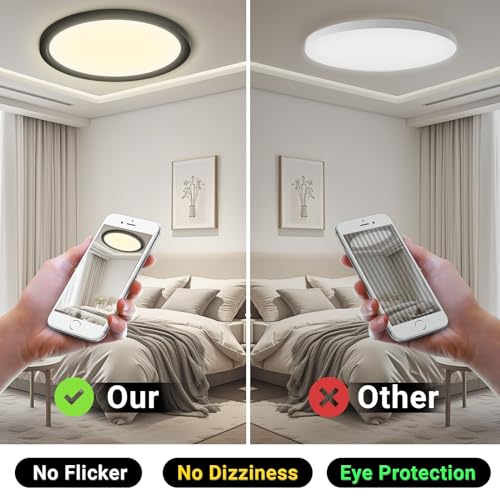 LQWELL® Ceiling Light LED Ceiling Lamp, IP44 Waterproof Bathroom Lamp Round Flat 18W 3000K 1600LM Modern Simple Lamp Thin for Living Room Bathroom Bedroom Kitchen Balcony Basement Office, 220 * 24mm