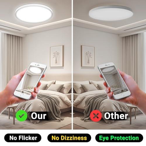 LQWELL® Deckenleuchte LED Deckenlampe, IP44 Wasserfest Badlampe Rund Flach 23W 6000K 2600LM Modern Schlicht Lampe Dünn für Wohnzimmer Badezimmer Schlafzimmer Küche Balkon Keller Büro, 300 * 25mm