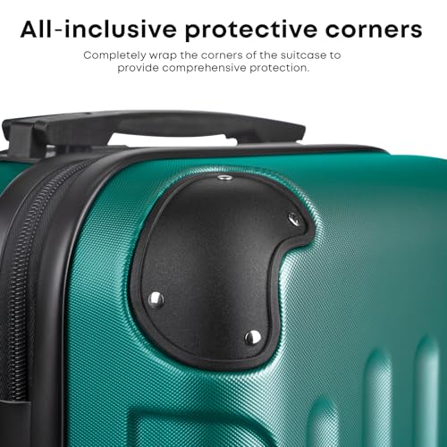 yonsly® Koffer Suitcase XL Dunkelgrün, Trolley Reisekoffer, Rollkoffer Handgepäck mit 4 Rollen 360°, ABS Hartschalen, Sicherheitsschloss, Weicher Gummigriff, 210D-Futter