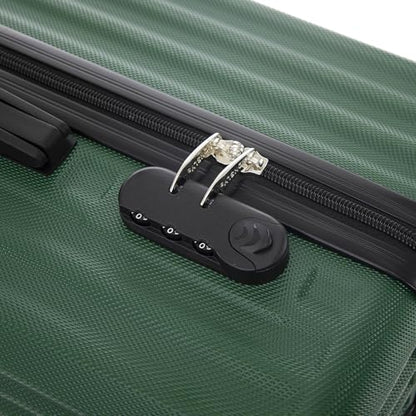 YONSLY® Trolley Luggage Suitcase Set, Roller Suitcase Carry-On ABS Hardshell with 4 360° Wheels, Security Lock, Soft Rubber Handle, 210D Lining (4-Piece Set, S,M,L&XL, Dark Green)