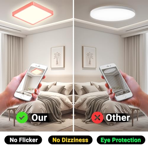 LQWELL® Ceiling Light LED Ceiling Lamp, IP44 Waterproof Bathroom Lamp Square Flat 18W 4000K 1600LM Modern Simple Lamp Thin for Living Room Bathroom Bedroom Kitchen Hallway Basement Office, 220 * 24mm