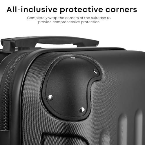 yonsly® Koffer Suitcase Set, Trolley Reisekoffer, Rollkoffer Handgepäck mit 4 Rollen 360°, ABS Hartschalen, Sicherheitsschloss, Weicher Gummigriff, 210D-Futter (4er Set, S,M,L&XL, Schwarz)