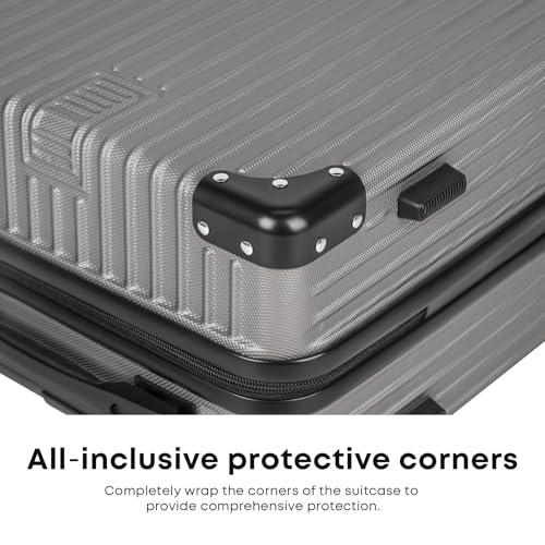 yonsly® Koffer Suitcase Set, Trolley Reisekoffer, Rollkoffer Handgepäck mit 4 Rollen 360°, ABS Hartschalen, Sicherheitsschloss, Weicher Gummigriff, 210D-Futter (3er Set, M,L&XL, Dunkelgrau)