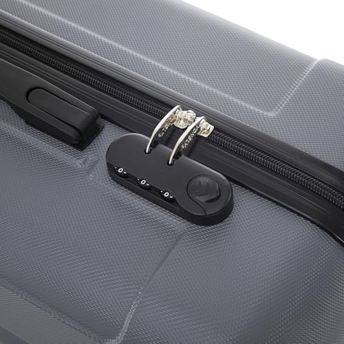 yonsly Koffer Suitcase M Grau, Trolley Reisekoffer, Rollkoffer Handgepäck mit 4 Rollen 360°, ABS Hartschalen, Sicherheitsschloss, Weicher Gummigriff, 210D-Futter