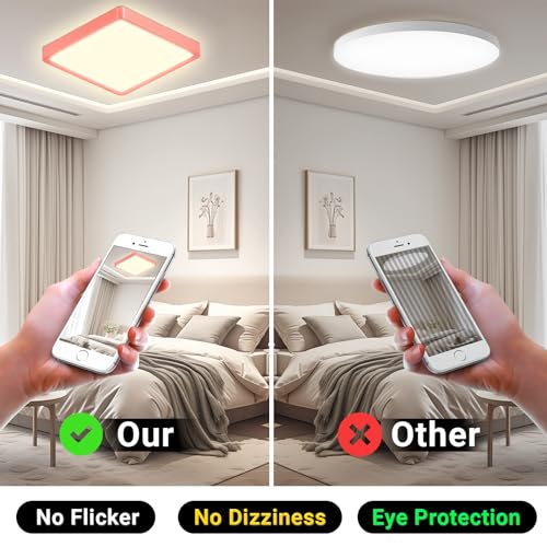 LQWELL® Ceiling Light LED Ceiling Lamp, IP44 Waterproof Bathroom Lamp Square Flat 18W 3000K 1600LM Modern Simple Lamp Thin for Living Room Bathroom Bedroom Kitchen Hallway Basement Office, 220 * 24mm 