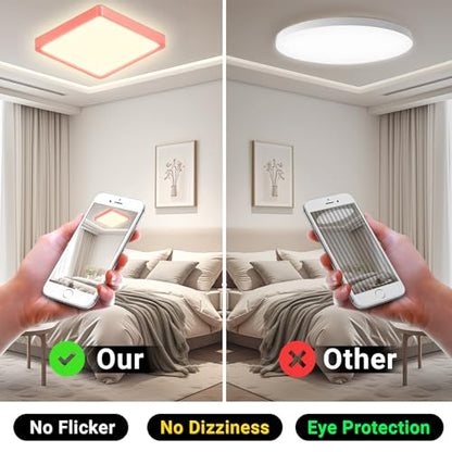 LQWELL® Ceiling Light LED Ceiling Lamp, IP44 Waterproof Bathroom Lamp Square Flat 18W 3000K 1600LM Modern Simple Lamp Thin for Living Room Bathroom Bedroom Kitchen Hallway Basement Office, 220 * 24mm